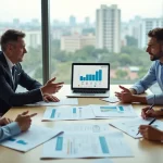 Reunião de pequenos empresários analisando opções de plano de saúde pme